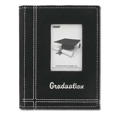 Pioneer Sewn Leatherette Graduation Photo Album, Holds 36 4x6" Photos, Black