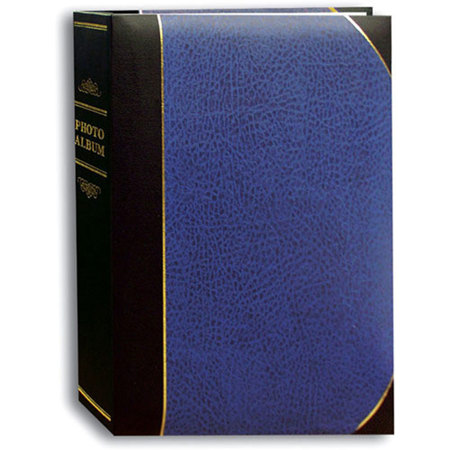 Pioneer Photo Album Ledger Le'Memo Bi-Directional Bound Photo Album, Solid Color Covers with Gold Accents, Holds 300 4x6" Photos, 3 Per Page, Navy Blue