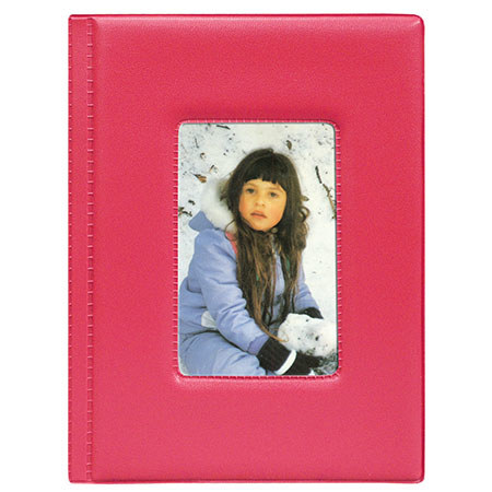Pioneer Photo Album Brag Book Series Bound Photo Album with Built-In Picture Frame, Holds 24 4x6" Photos, 1 Per Page, Bright Pink