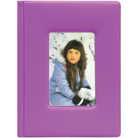 Pioneer Photo Album Brag Book Series Bound Photo Album with Built-In Picture Frame, Holds 24 4x6" Photos, 1 Per Page, Bright Purple