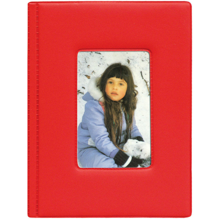 Pioneer Photo Album Red Brag Book Series Bound Photo Album with Built-In Picture Frame, Holds 24 4x6" Photos, 1 Per Page, Red