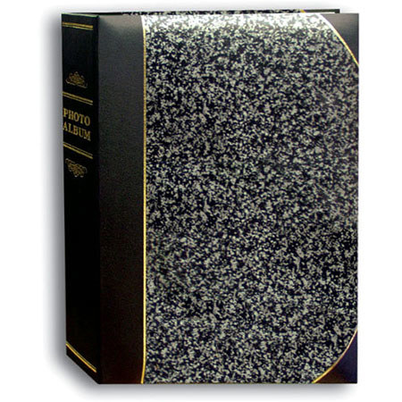 Pioneer Photo Album Mini Ledger Le' Memo Bound Photo Album with Gold Accents, Holds 50 5x7" Photos, 1 Per Page, Silver Marble