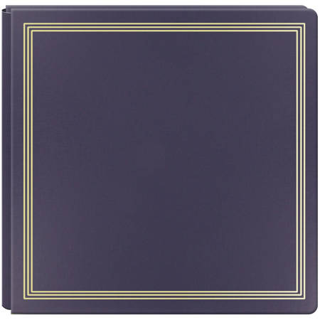 Pioneer Photo Album X-Pando Post Bound Magnetic Page Photo Album with Gold Trim, Holds 20 11x11" Photos, 1 Per Page, Navy Blue