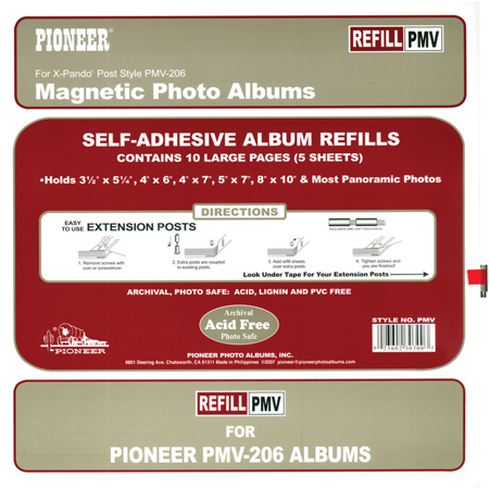 Pioneer Refill Pages for PMV-206 Post Bound Magnetic Album, Pack of 5 Sheets