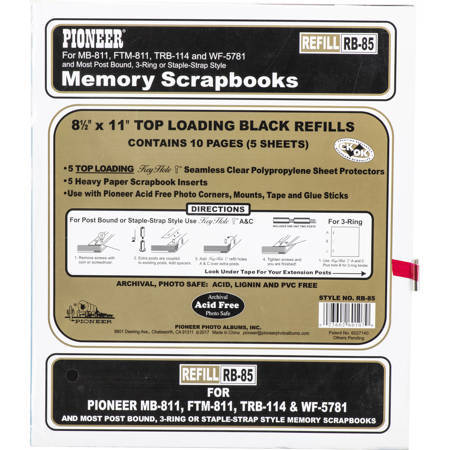 Pioneer 8x11" Deluxe E-Z Load Scrapbook Refill Pages for FTM-811 Book, Black
