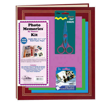 Pioneer Photo Album Pioneer Jumbo Family Memory Album, 11x14" Scrapbook with 50 Archival Buff Colored Pages, and Accessory Mounting Kit, Assorted.
