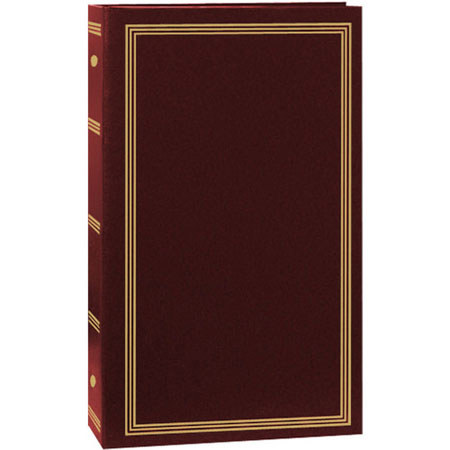 Classic 3 Ring Photo Album with Gold Trim, Holds 300 4x6" Photos, 3 Per Page, Burgundy
