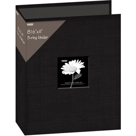 Pioneer Photo Album Scrapbook Binder, 8x12" 3-Ring, Fabric Frame, Color: Deep Black