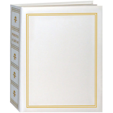 Pioneer Photo Album Book Style Bound Photo Album with Gold Accents, Holds 208 4x6" Photos, 2 Per Page, White