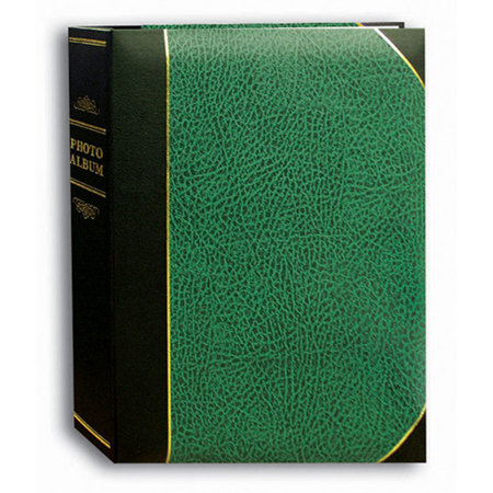Ledger Le'Memo Bi-Directional Bound Photo Album with Gold Accents, Holds 200 5x7" Photos, 2 Per Page, Hunter Green