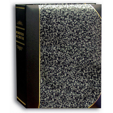 Pioneer Photo Album Ledger Le'Memo Bi-Directional Bound Photo Album, Solid Color Covers with Gold Accents, Holds 200 5x7" Photos, 2 Per Page, Color: Silver Marble.