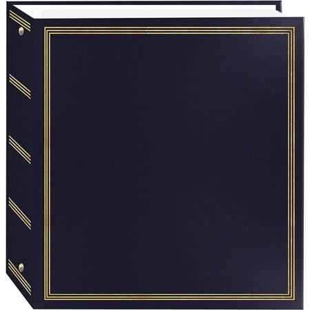 Pioneer Photo Album Deluxe 3-Ring Album with 100 7.75x10.75" Magnetic Pages, Holds 5x7" Prints, Navy Blue