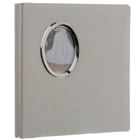 Pioneer Photo Album Oval Framed Wedding Photo Album with Gold/Silver Photo Frame, Holds 100 5x7" and 4-8x10" Photos, White