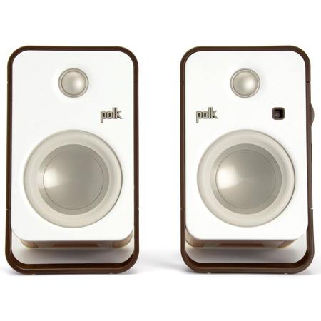 Polk Audio Hampden Powered Desktop Speakers, Pair, Brown White