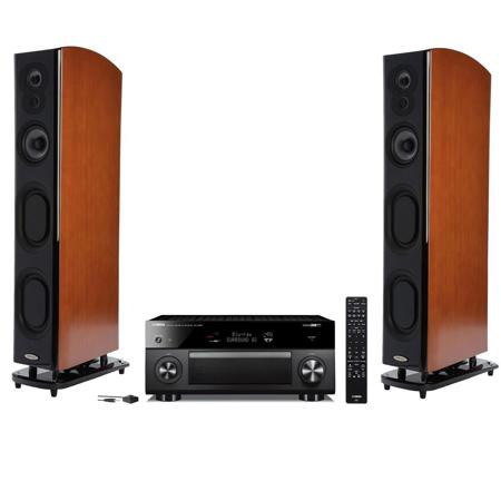 Polk 2X LSiM707 Floor Standing Speaker Mt.Vernon Cherry W/Yamaha RX-V2085 Recevr