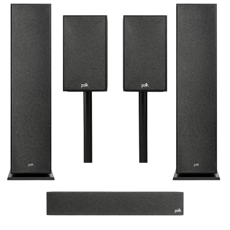 Polk Audio XT70 Monitor 5.0 Home Theater Pack, Black 300145-01-00
