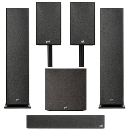 Polk Audio XT70 Monitor 5.1 Home Theater Pack, Black 300145