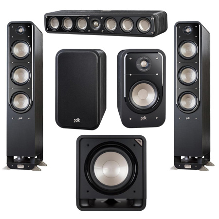 Polk Audio 2x Signature Series S60 Large 2-Way HiFi Home Theater Tower  Speaker, Polk S20 Large Bookshelf Speaker Pair, Polk HiFi Slim Center  Speaker, - Main Image