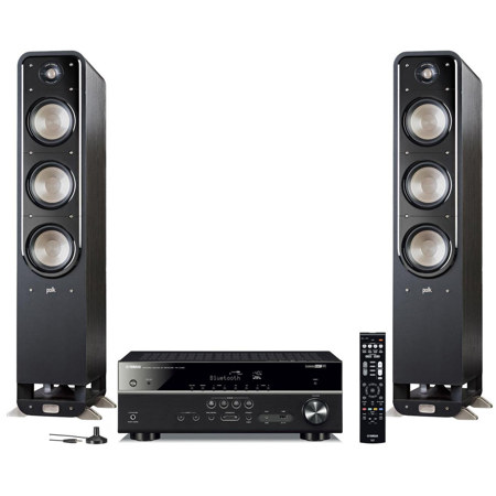 Polk 2x S60 44.5" Home Theater Tower Speaker With Yamaha RX-V485 5.1 AV Receiver