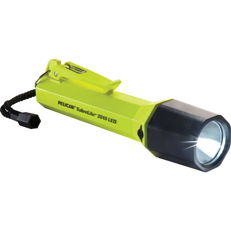 Pelican 2010PL SabreLite Waterproof LED Flashlight with Photoluminescent Shroud, 161 Lumens, High Visibility Yellow