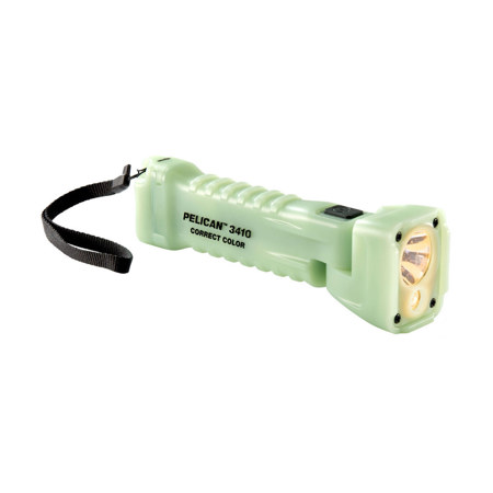 Pelican 3410MCC Right-Angle Correct Color LED Flashlight, Photoluminescent Green