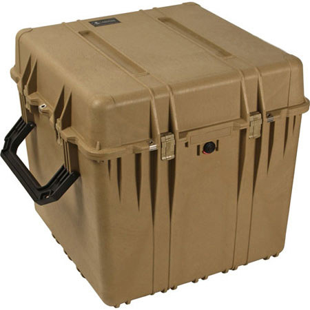 Pelican 0370 24" Cube Watertight Case with Padded Dividers & Wheels - Tan