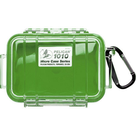 Pelican 1010 Watertight Hard Micro Case, Clear/Green