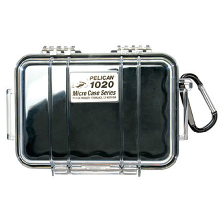 Pelican 1020 Watertight Hard Micro Case with Rubber Liner - Clear / Black