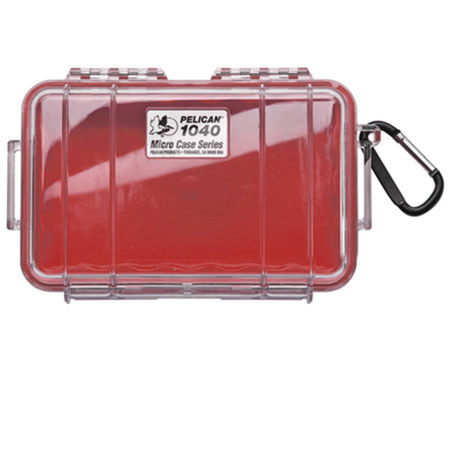 Pelican PC1040CRD Watertight Micro Case, Rubber Liner, Clear/Red