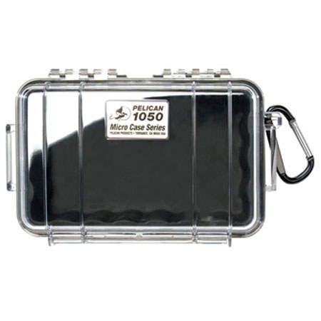 Pelican 1050 Watertight Hard Micro Case with Rubber Liner - Clear/Black