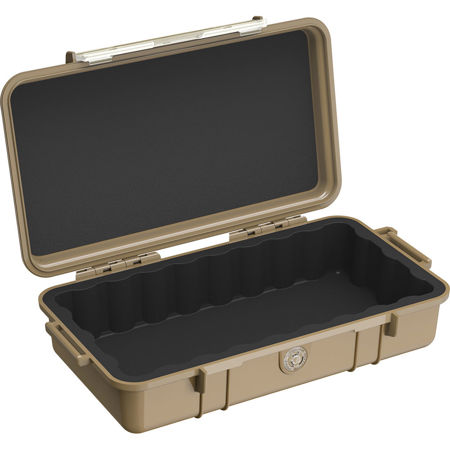 Pelican 1060 Watertight Hard Micro Case with Rubber Liner, Black/Desert Tan