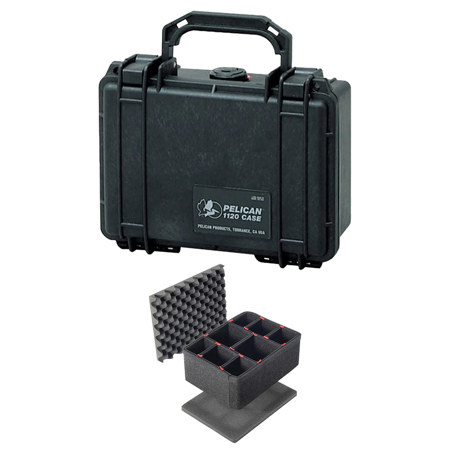 Pelican 1120 Waterproof Hard Case, Bundle with Divider Kit, Black