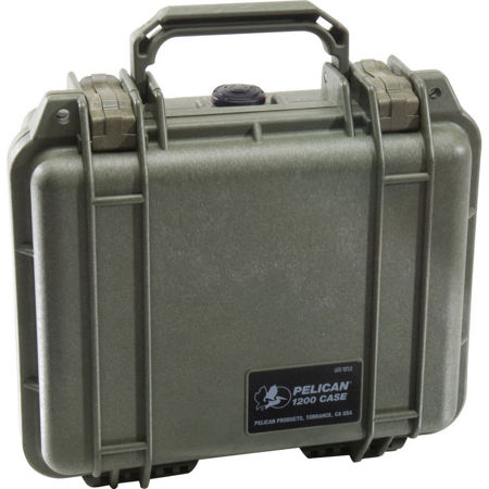 Pelican 1200 Small Case without Foam, 2.93" Bottom Depth, Olive Drab Green