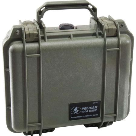 Pelican 1200 Watertight Mini-S Hard Case With Foam Insert - Olive Drab Green