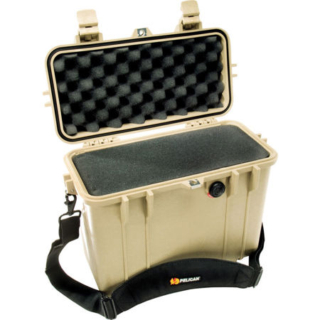 Pelican 1430 Top Loader Watertight Case With Foam Insert, Desert Tan