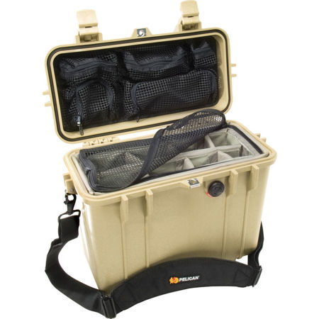 Pelican 1430 Top Loader Watertight Case With Padded Dividers, Desert Tan