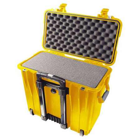 Pelican 1440 Top Loader Watertight Case, with Foam Insert & Wheels, Yellow