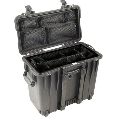 Pelican 1440 Top Loader Watertight Case, with Padded Dividers & Wheels, Black