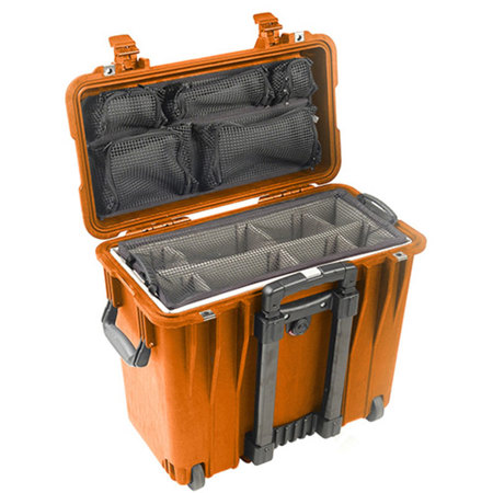 Pelican 1440 Top Loader Watertight Case, with Padded Dividers & Wheels, Orange