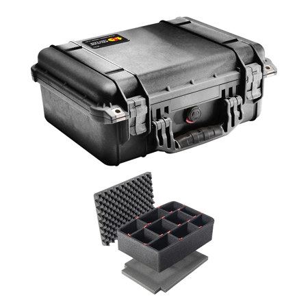 Pelican 1450 Watertight Hard Case, Bundle with Divider Kit, Black