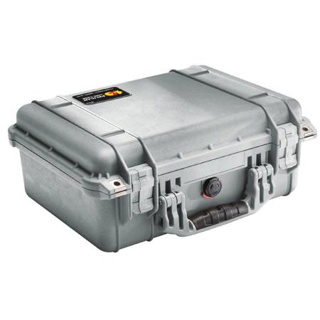 Pelican 1450 Watertight Hard Case with Foam Insert - Silver