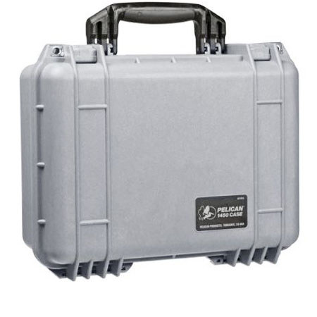 Pelican 1450 Watertight Hard Case with with Padded Dividers, Silver