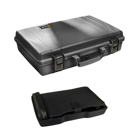 Pelican 1490 Large Laptop Watertight Hard Case with Foam Insert, Bundle with PC1495CBI Computer Bottom Insert, Black
