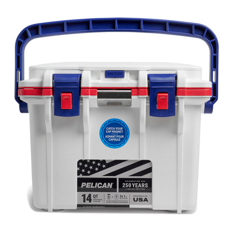 Pelican 14QT America 250 Limited Edition Personal Cooler, White/Red/Blue
