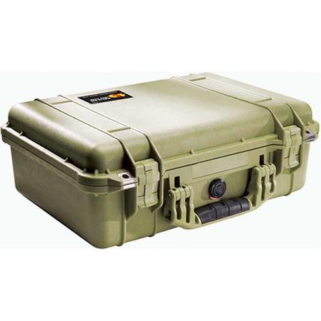 Pelican 1500 Watertight Hard Case without Foam Insert - Olive Drab Green