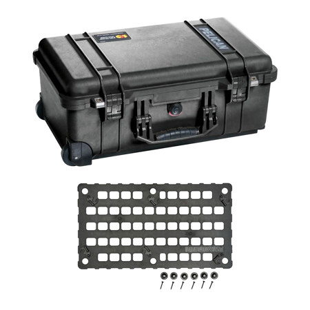 Pelican 1510TP Watertight Wheeled Carry-On Hard Case with Divider System, Bundle with 1510MP EZ Click MOLLE Panel Lid Organizer, Black