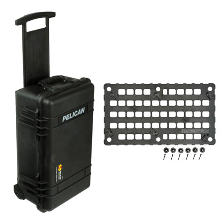 Pelican 1510 Watertight Wheeled Carry-On Hard Case with Yellow Divider Set, Bundle with 1510MP EZ Click MOLLE Panel Lid Organizer, Black