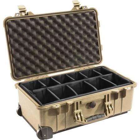 Pelican 1514 Camera Case with Padded Dividers & Wheels, Desert Tan