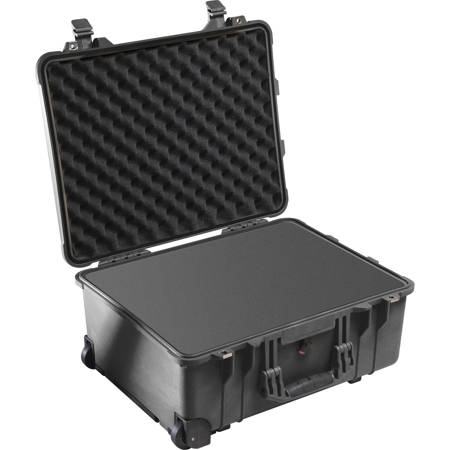 Pelican 1560 Watertight Hard Case with Cubed Foam Interior & Wheels - Black