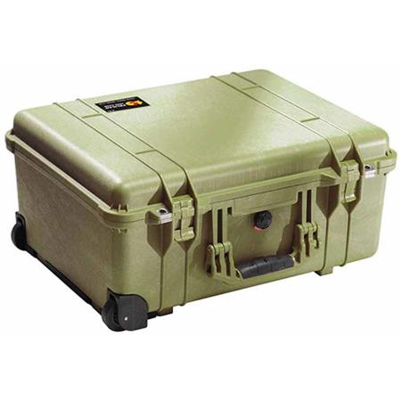 Pelican 1560 Watertight Hard Case with Cubed Foam Interior & Wheels - Green